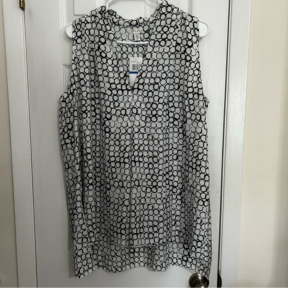Spense Black and White Blouse with Polka Dots